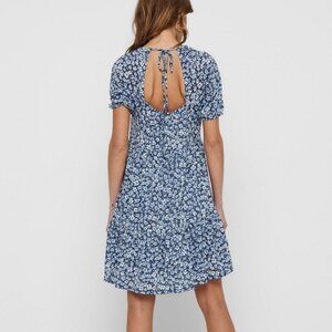 NWT Only Vintage Indigo Ranch 3/4 Open Back Dress